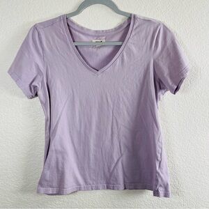 Pact Lilac Purple 100% Organic Cotton Softspun Relaxed Fit V-Neck Tee | Medium